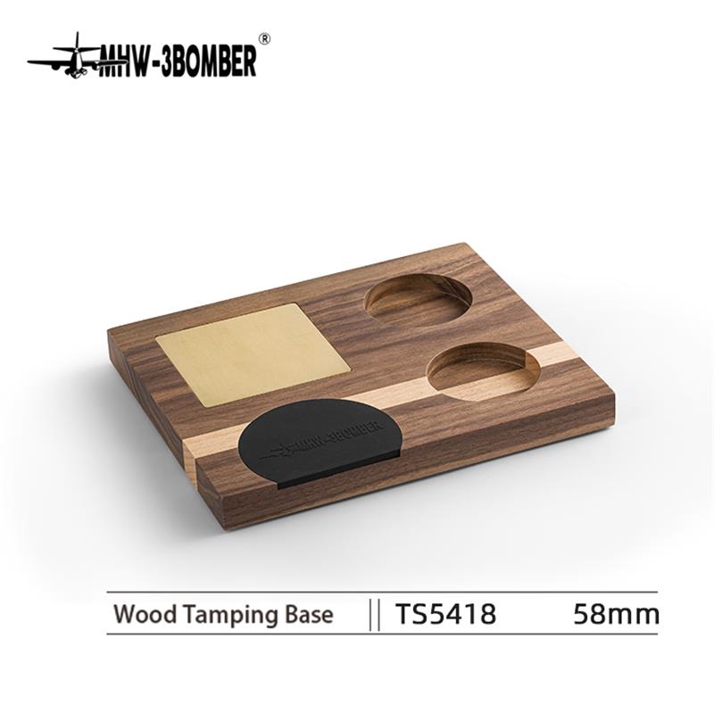 MHW-3BOMBER Vintage Wood Coffee Tamping Station Protafilter Holder Milk Pitcher Stand Professional Home Barista Accessories Gift